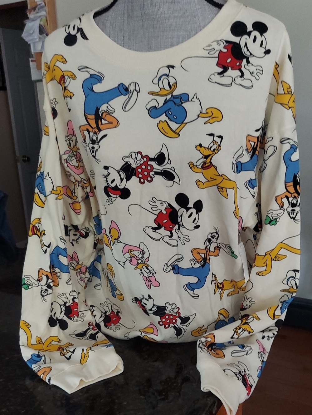 Disney Cream Long-Sleeve Kids Top with Classic Character Print